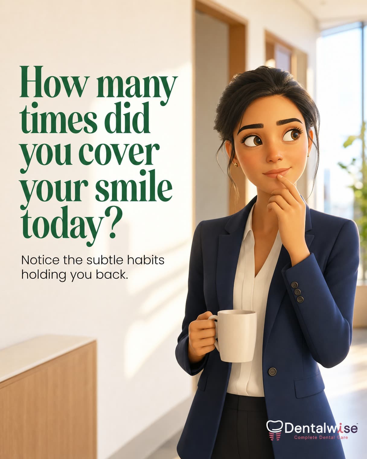 Hook slide: How many times did you cover your smile today? Notice the subtle habits holding you back.